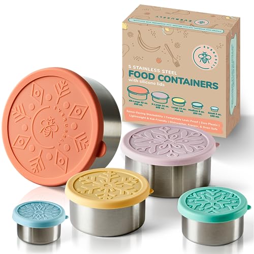 Everusely Stainless Steel Containers with Lids Leakproof Stainless Steel Lunch Containers Stackable Stainless Steel Food Containers with Lids Metal Food Containers with Lids Snack Containers 0 belly baby and beyond