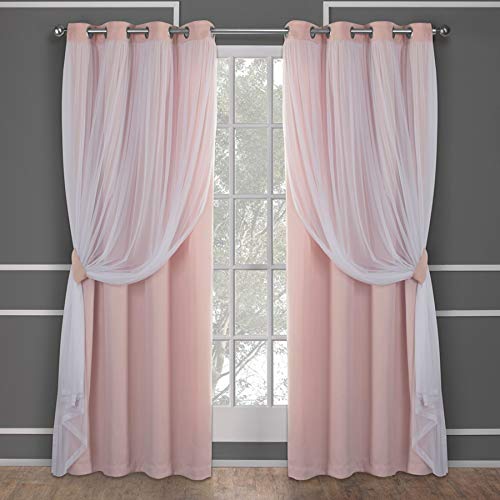 Exclusive Home Catarina Layered Solid Room Darkening Blackout and Sheer Grommet Top Curtain Panel Pair 52x84 Rose Blush 0 belly baby and beyond