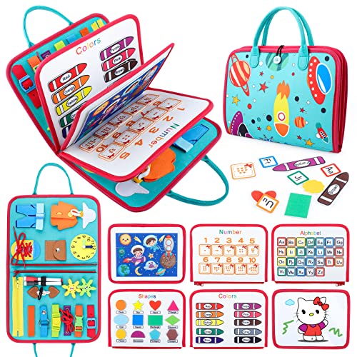 FASTSPOK Busy Board for Toddlers 2 4 Montessori Travel Toy for PlaneCar Educational Sensory Toy for Toddlers 1 3 Preschool Activities Board for Developing Fine Motor Skills Gift for Boys Girls 0 belly baby and beyond