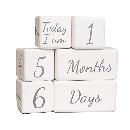 First Landings Milestone Blocks Wooden Milestone Markers for Babys First Year White 0 belly baby and beyond