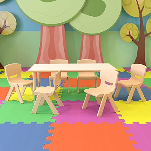 Flash Furniture Emmy 23625W x 4725L Rectangular Natural Plastic Height Adjustable Activity Table Set with 6 Chairs 0 belly baby and beyond