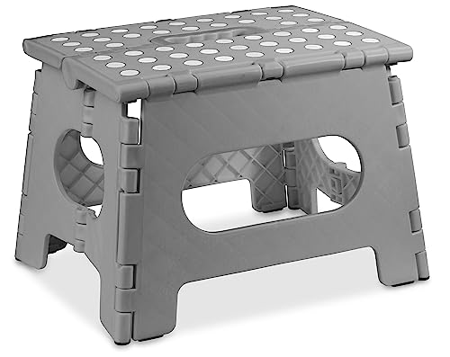 Folding Step Stool The Lightweight Step Stool is Sturdy Enough to Support Adults and Safe Enough for Kids Opens Easy with One Flip Great for Kitchen Bathroom Bedroom Kids or Adults Grey 0 belly baby and beyond