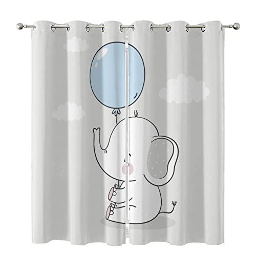 Footontt Cartoon Elephant Blackout Curtains for Kids Bedroom Thermal Insulated Grommet Blackout Baby Elephant Curtains Drapes for Boys Girls Bedroom Living Room Decor W52 x L63 Inch 0 belly baby and beyond