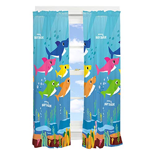 Franco Kids Room Window Curtain Panels Drapes Set 82 in x 63 in Baby Shark 0 belly baby and beyond