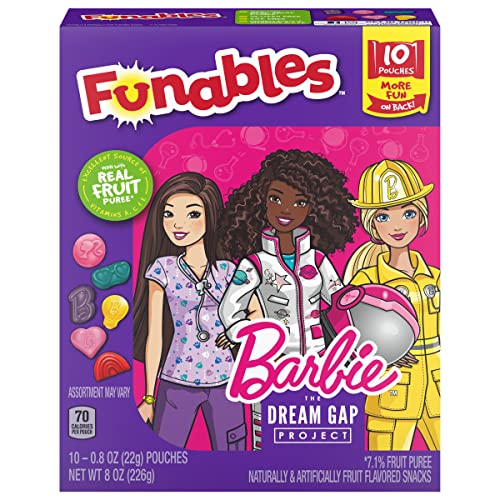 Funables Fruit Snacks Barbie Shaped Fruit Flavored School Snacks Pack of 10 08 ounce Pouches 0 belly baby and beyond