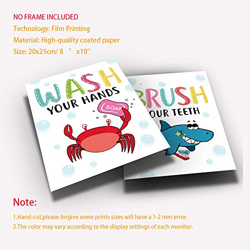 Funny Colorful Cartoon Sea Life Themed Bathroom Inspirational Quotes Art Print Humorous Quotes Painting Toilet Rules Art Picture for Children Washroom Bathroom Decor Set of 4 8X10 No Frame 0 0 belly baby and beyond