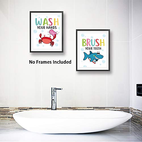 Funny Colorful Cartoon Sea Life Themed Bathroom Inspirational Quotes Art Print Humorous Quotes Painting Toilet Rules Art Picture for Children Washroom Bathroom Decor Set of 4 8X10 No Frame 0 1 belly baby and beyond