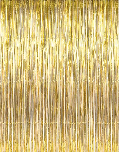 GOER 32 ft x 98 ft Metallic Tinsel Foil Fringe Curtains Party Photo Backdrop Party Streamers for BirthdayGraduationNew Year Eve Decorations Wedding Decor 1 Pack Gold 0 belly baby and beyond
