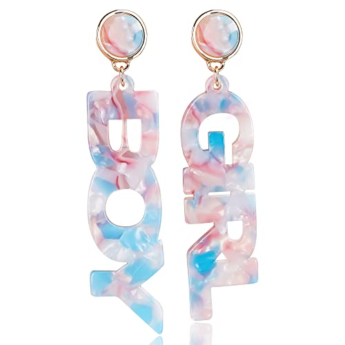Gender Reveal BOY GIRL Sign Earrings Beautiful Design Blue Pink Safe Materials Pregnant Mother Party by ZouYee 0 belly baby and beyond