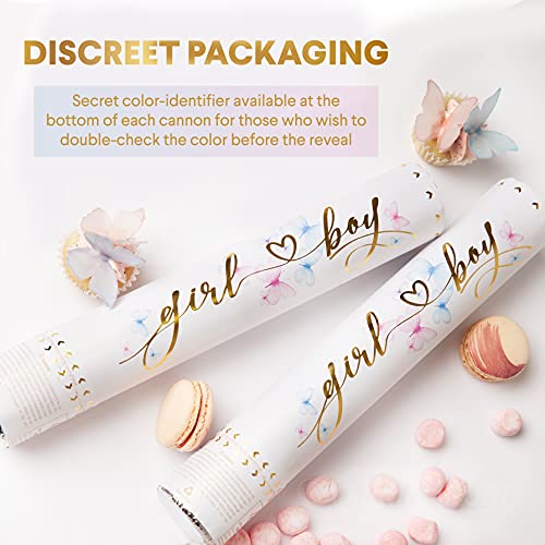 Gender Reveal Confetti Cannon 2 Pack Butterfly Confetti Cannons Gender Reveal Ideas Butterfly Confetti Poppers for Blue Color Reveal Baby Gender Reveal Poppers Confetti Shooters Blue Confetti Gender R 0 3 belly baby and beyond