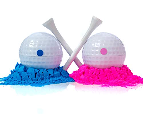 Gender Reveal Golf Balls Exploding Golf Ball Set 1 Pink 1 Blue 2 Wooden Tees per Pack Girl or Boy Baby Reveal Ideas Announcement Party Themed Gender Reveal Decorations Powder Explosion 0 belly baby and beyond