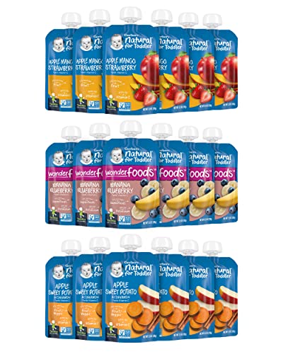 Gerber Baby Food Pouches Toddler 12 Months Assorted Fruit Variety Pack 35 Ounce Set of 18 0 belly baby and beyond