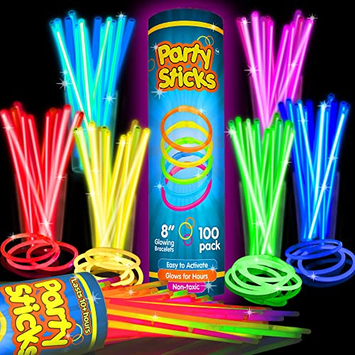 Glow Sticks Bulk Party Favors 100pk 8 Glow in the Dark Party Supplies Light Sticks for Neon Party Glow Necklaces and Bracelets for Kids or Adults 0 belly baby and beyond