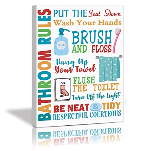 HLNIUC Colorful Kids Bathroom Decor Art Prints Bathroom Rules Wall Art Washroom Quote PosterSet Of 12X16framed Bathroom Signs Canvas Paintings For Kids BathroomWashroom Decor 0 belly baby and beyond