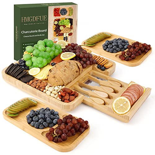 HMGDFUE Bamboo Charcuterie Boards Cheese Board Knife Set13x 13 Charcuterie Board 13x63 Side Tray x2Gift for Mom Couples House Warming Gifts New Home Bridal Shower Bridesmaid Gifts 0 belly baby and beyond