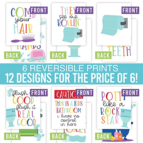Hadley Designs 6 Reversible Kids Colorful Bathroom Decor Wall Art 8x10 Funny Bathroom Wall Decor Kids Bathroom Decor For Bathroom Pictures Bathroom Rules Wall Decor Funny Bathroom Signs Decor 0 1 belly baby and beyond