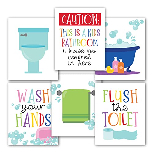 Hadley Designs 6 Reversible Kids Colorful Bathroom Decor Wall Art 8x10 Funny Bathroom Wall Decor Kids Bathroom Decor For Bathroom Pictures Bathroom Rules Wall Decor Funny Bathroom Signs Decor 0 belly baby and beyond