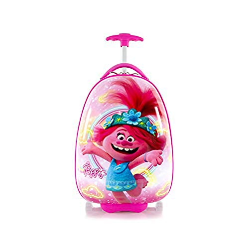 Heys Trolls Kids Hardside Luggage Egg Shaped Carry On Kids Suitcase Travel Trolley 18 Inch Pink 0 belly baby and beyond