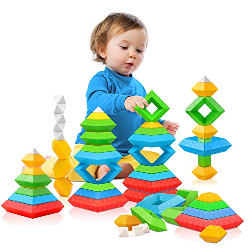Hieoby Montessori Toys for 1 2 3 4 5 Year Old Boys Girls Toddlers Preschool Learning Activities 30Pcs Building Blocks Stacking Educational Toys STEM Sensory Toys Gifts for Kids Age 1 2 2 4 0 belly baby and beyond