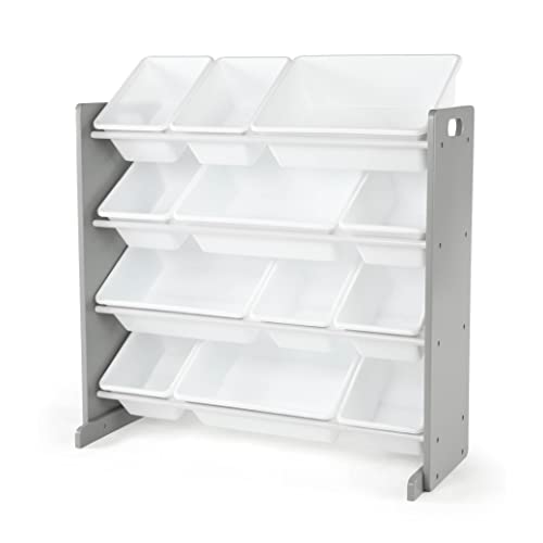Humble Crew GreyWhite Kids Toy Organizer with 12 Storage Bins Toddler 0 belly baby and beyond