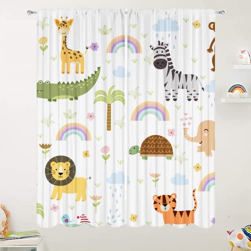 IFFVGX Jungle Safari Animals Curtains for Baby Bedroom boy Nursery Curtains Rod Pocket Animal Print Curtains for Boys Girls Teen Bedroom Living Room 42w X 63h Inch 2 Panels 0 belly baby and beyond
