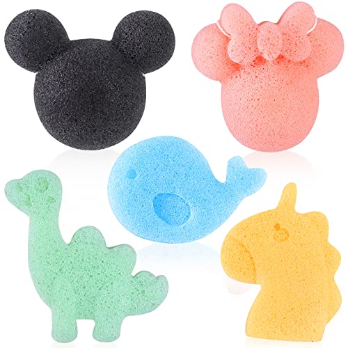KECUCO Konjac Baby Bath Sponge for Bathing Classic Shapes Natural Bath Sponges for Infants Toddler Newborns Natural and Safe Plant Based Konjac Baby Bath Accessories 5PCS Set 1 0 belly baby and beyond