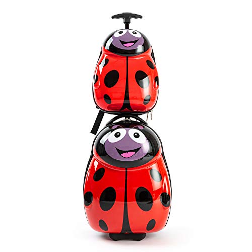 KIDDIETOTES Kids Carry on Upright Luggage Suitcase and Backpack Set Smooth Rolling Wheels Ladybug 0 belly baby and beyond