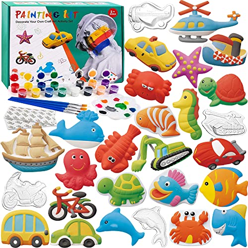 KODATEK 80 Pieces Crafts for Kids Ages 4 8 Kids Arts and Crafts Painting Kit Paint Your Own Figurines Kids Activities DIY Toys Ceramics Plaster Painting Set Gifts for Kids Crafts80 Pcs Kit 0 belly baby and beyond