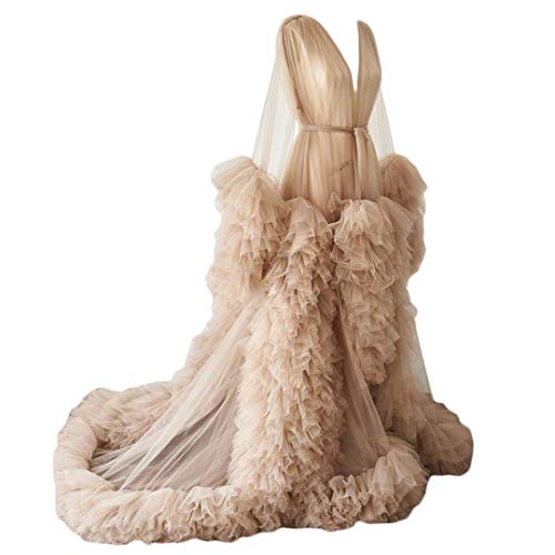 Kelaixiang Tulle Robe Long Lingerie Bridal Dressing Gown Puffy Nightgown Photoshoot 0 belly baby and beyond