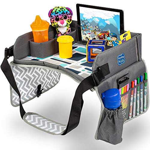 Kenley Kids Travel Tray Toddler Car Seat Lap Tray Road Trip Essentials Activity Table165 x 135 Inches BlueGray 0 belly baby and beyond