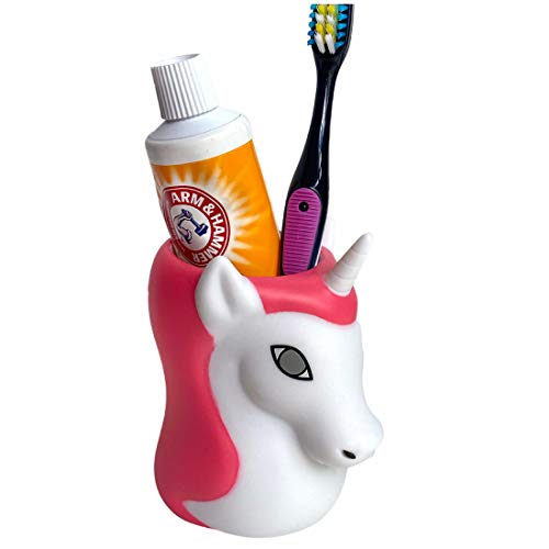 Kids Toothbrush Holder Toothbrush Organizer Durable Silicone Animal Tooth Brush Holder Easy to Clean Toothbrush and Toothpaste Holder Toothbrush Holders for Bathrooms by Lilys Home Unicorn 0 belly baby and beyond