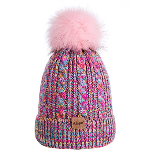 Kids Winter Beanie Hat Childrens Warm Fleece Lined Knit Thick Ski Cap with Pom Pom for Boys Girls 0 belly baby and beyond