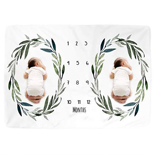 Kute n Koo Premium Fleece Twins Baby Monthly Milestone Baby Blanket for Girl Boy Large Personalized Photography Background Blankets Thick Fleece for Mom Newborn 0 belly baby and beyond