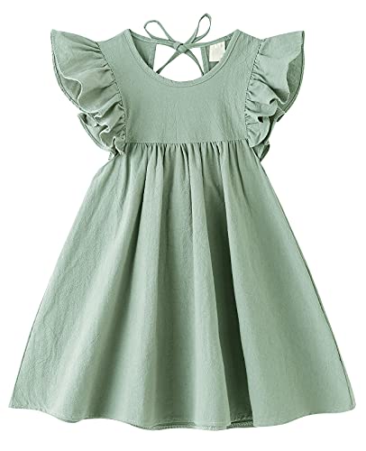 LYXIOF Toddler Baby Girl Cotton Linen Dress Ruffle Sleeve Halter Sleeveless Kids Casual Dresses 0 belly baby and beyond