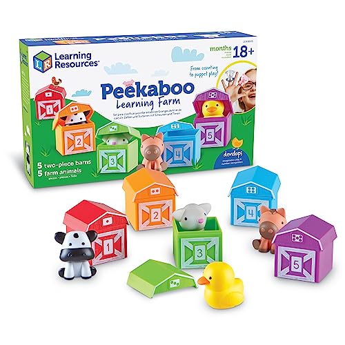 Learning Resources Peekaboo Learning Farm 10 Pieces Ages 18 months Toddler Learning Toys Counting and Sorting Toys Farm Animals ToysBack to School 0 belly baby and beyond
