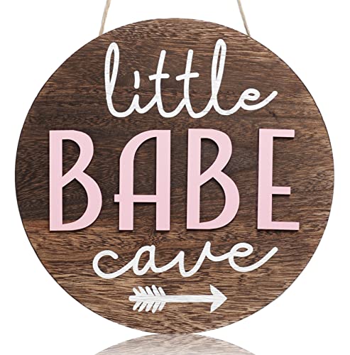 Little Man Babe Cave Door Sign Wooden Round Kids Baby Wall Plaques for Little Boys Girls Nursery Natural Wood Wall Art Toddler Bedroom Living Room Rustic Hanging Farmhouse Woodland Playroom Tent Decor 0 belly baby and beyond