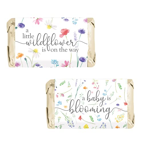 Little Wildflower Baby Shower Mini Chocolate Candy Bar Wrappers Shes a Wildflower Baby Shower Party Favor Stickers 45 Labels Spring and Summer Its a Girl Themed Supplies 0 belly baby and beyond
