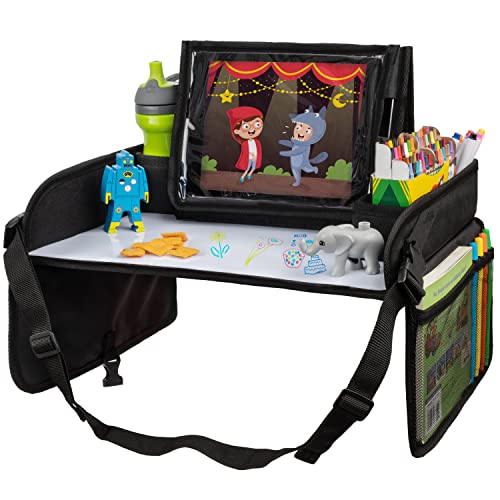 Lusso Gear Kids Travel Tray for Toddler Car Seat Travel Tray for Kids Car Seat Lap Tray for Airplane Kids Travel Desk Essential Accessories Carseat Table Tray for Kids Road Trip Activities Black 0 belly baby and beyond
