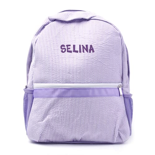 MT WORLD Toddler Backpack Personalized Preschool Backpack Child Backpack Preppy Packpacks Kids Bookbags Seersucker Toddler BookbagPurple 0 belly baby and beyond
