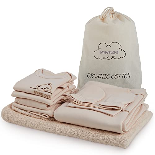 MYWELOVE Organic Cotton Premium Newborn Layette Gift Set 0 3 Month Luxurious Unisex Baby Clothes Newborn Baby Shower Gift 0 belly baby and beyond