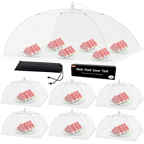 Mesh Food Covers for Outdoors 7 Pack Upgraded 1 Extra Large 40x24 in 6 Large 17x17 in Outdoor Party Food Cover Tent Collapsible Picnic Nets Umbrella Screen Pop Up Food Dome for Outside White 0 belly baby and beyond