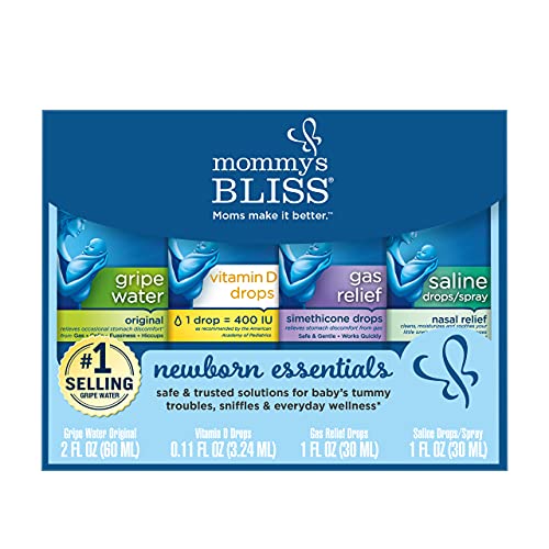 Mommys Bliss Newborn Essentials Gift Set Includes Gripe Water Baby Vitamin D Gas Drops and Gentle Saline DropsSpray 0 belly baby and beyond