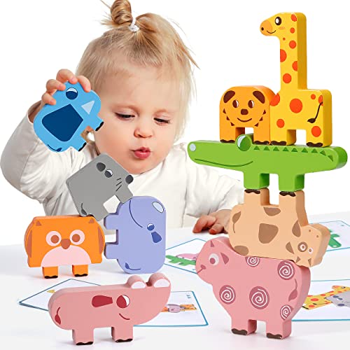 Montessori Toys for 2 3 4 Year Old 10pcs Wooden Animal Blocks Sorting Stacking Toys for 2 4 Year Old Toddlers Girl Boy Gifts Kids Preschool Educational Toys Fine Motor Skills Learning Games 0 belly baby and beyond