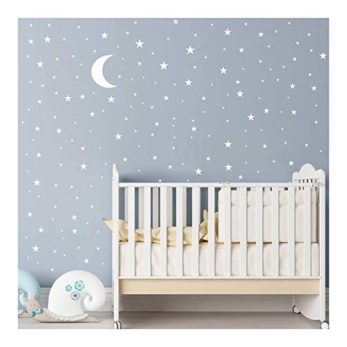 Moon and Stars Wall Decal Vinyl Sticker for Kids Boy Girls Baby Room Decoration Good Night Nursery Wall Decor Home House Bedroom Design YMX16 White 0 belly baby and beyond