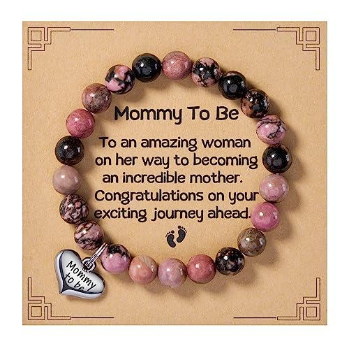 Mothers Day Gift for New Mom Mommy to Be Heart Charm Stretchy Bracelet Gift for First Time Mom Birthday Gift for New Mom 0 belly baby and beyond