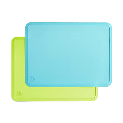 Munchkin Spotless Silicone Placemats for Kids 2 Pack BlueGreen 0 belly baby and beyond