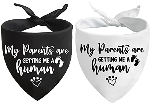 My Parents are Getting me a Human Pregnancy Announcement Dog Bandana Gender Reveal Photo Prop Pet Scarf AccessoriesPet Accessories for Dog Lovers Pack of 2 0 belly baby and beyond