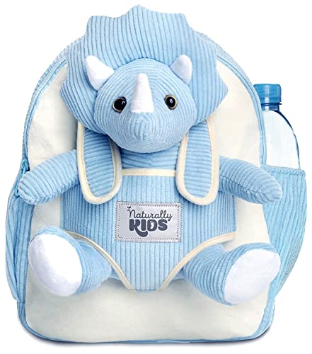 Naturally KIDS Medium Dinosaur Backpack Dinosaur Toys for Kids 5 7 Kids Backpack for Girls w Stuffed Animal Gifts for 6 Year Old Boy w Pockets Reflective Logo Backpack w Blue Triceratops 0 belly baby and beyond