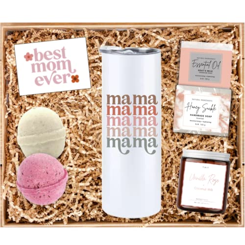 New Mom Gift Set Mama Mama Tumbler Best Mommy Spa Bath Set Best Gift Idea First Time Mama and Expecting Mother to Be Baby Shower Basket w Bath Bomb Soap Candle 0 belly baby and beyond