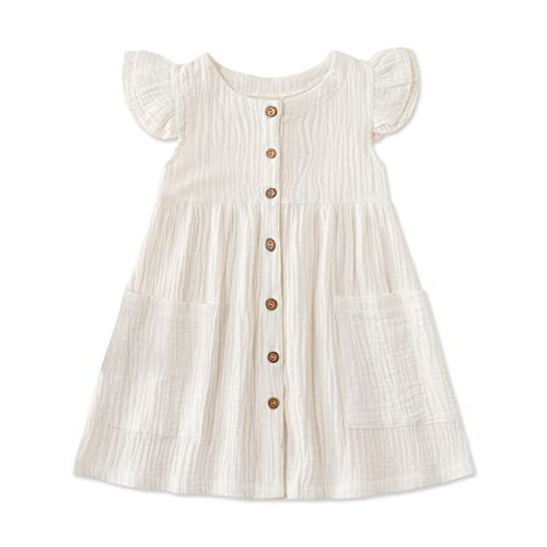 PATPAT Toddler Baby Girl Dresses Cotton Linen Dress Ruffle Sleeveless Casual Boho Outfits 0 belly baby and beyond